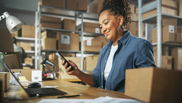 Business Owner Working In Stockroom