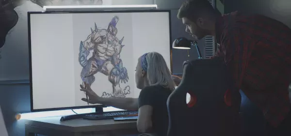Deux développeurs de jeux travaillent sur les personnages