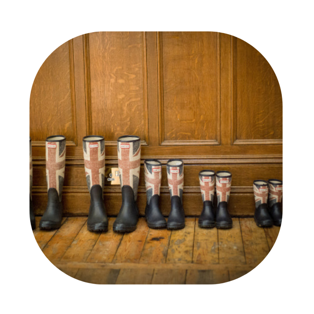 British Citizenship Solicitors union jack wellies lined up