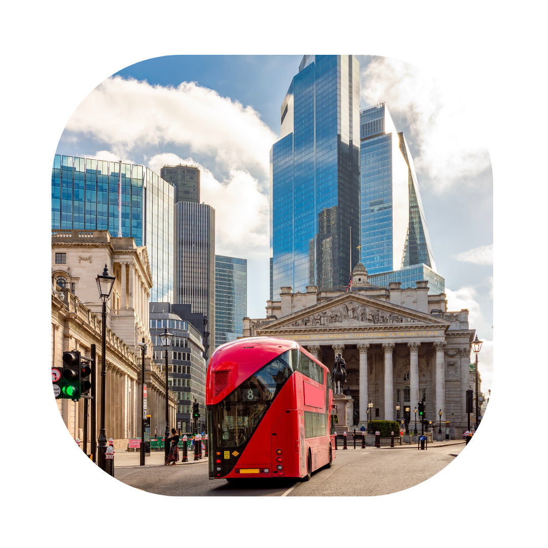 London bus in the city for a page about Sole Representative of an Overseas Business UK Visa Extension