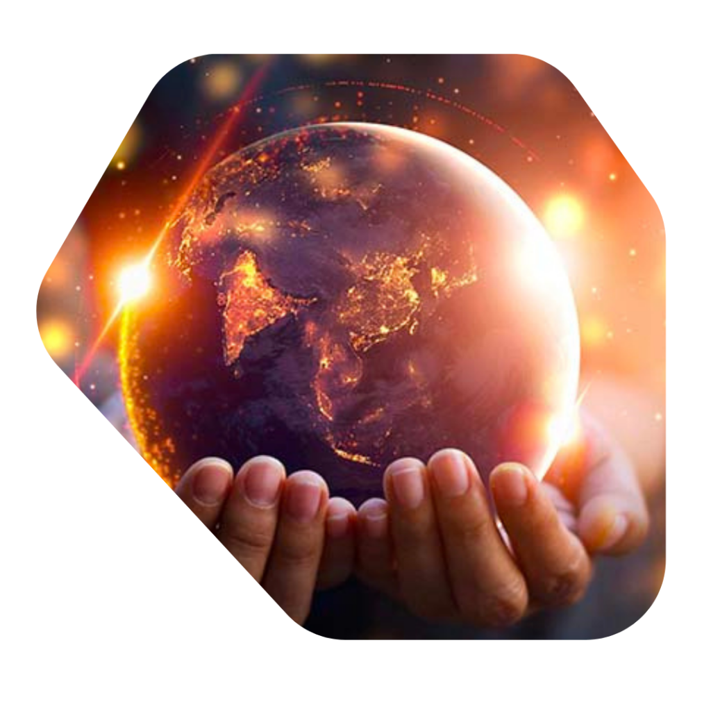 Globe in someones hands. Global Talent 
Visa Application