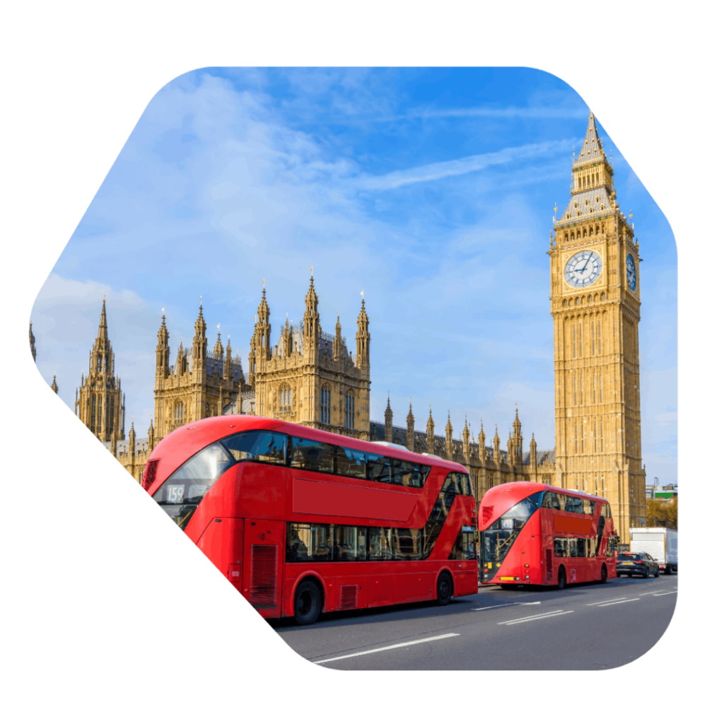London bus driving past Big Ben. British Citizenship for Child born in the UK advice
