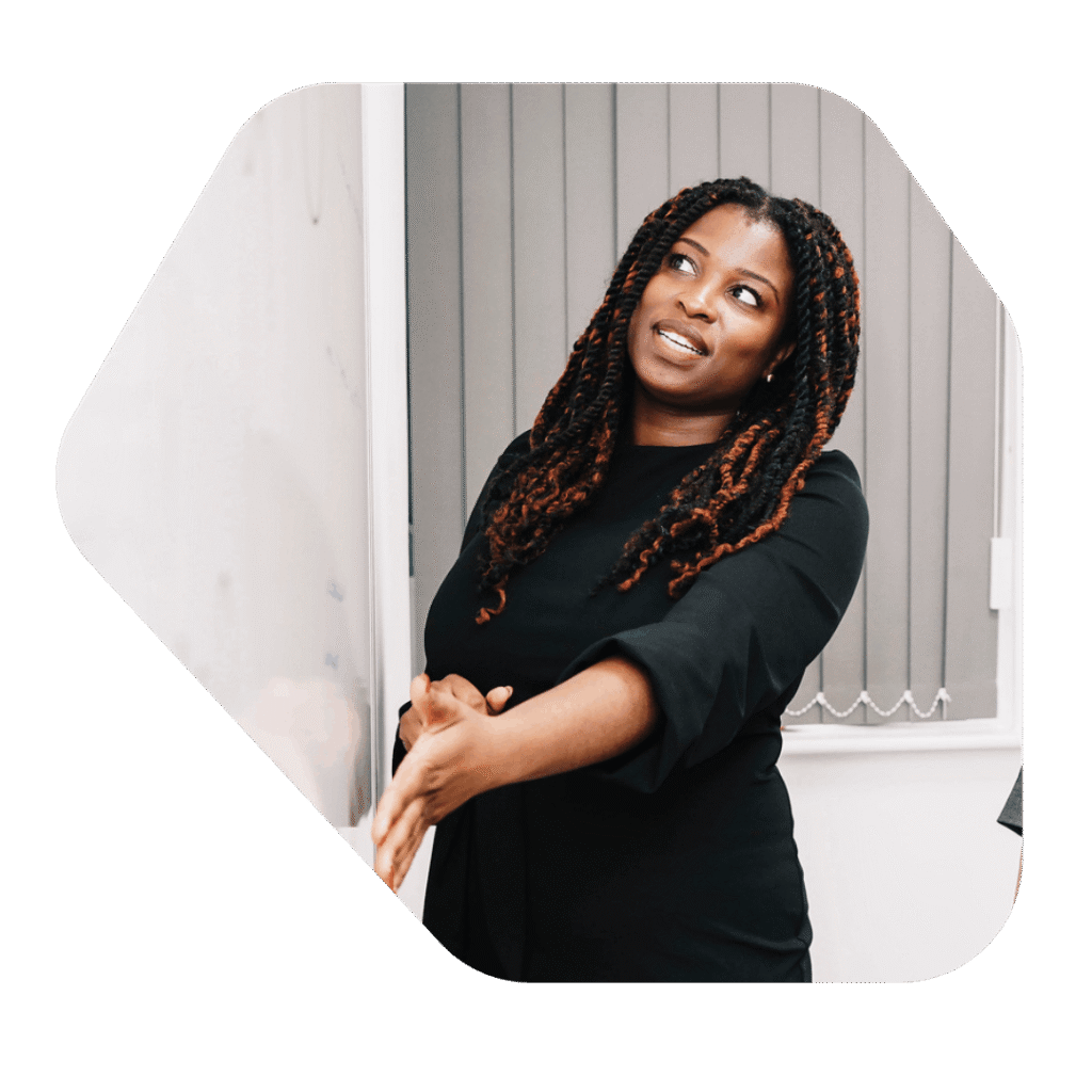 Female Solicitor looking at whiteboard. Private Life Visa UK benefits