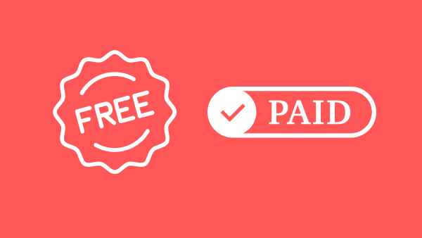 free vs paid icons on red background