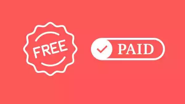 Iconos gratuitos frente a iconos de pago sobre fondo rojo